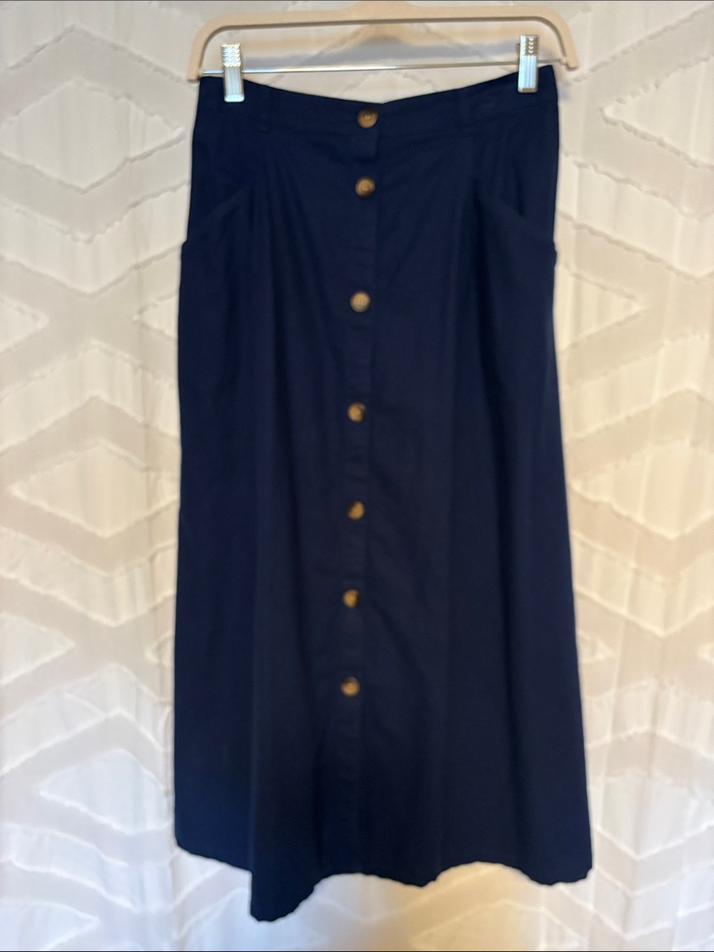 St. John's Bay Navy Button-Front Midi Skirt